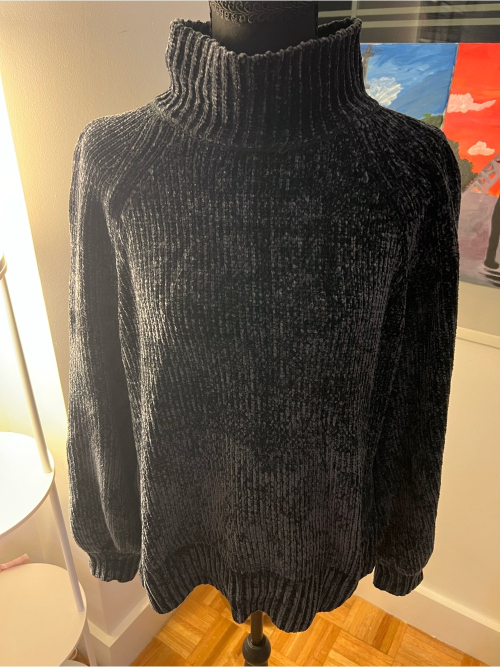 LOFT Black Chenille Turtleneck Sweater